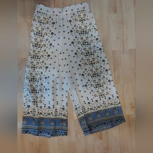 JOIE 100% Linen Cropped Wide Leg Floral Pants Size Medium